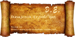 Dunajcsik Erzsébet névjegykártya